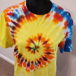 Tie dye Boho style unisex T shirt men's size M. 100% soft cotton